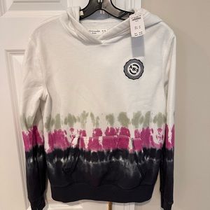 White and tie and dye Abercrombie Kids hoodie sweatshirt size 15/16